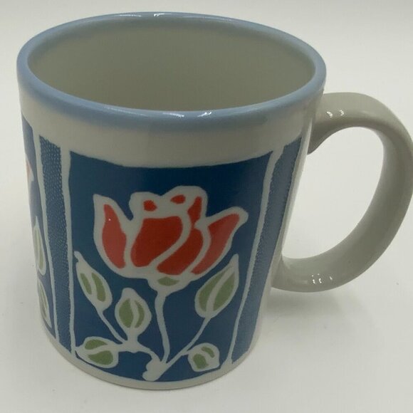 Vintage Otagiri Japan Red Rose Pattern Artwork By Lynn Digby Coffee Mug - Picture 1 of 6